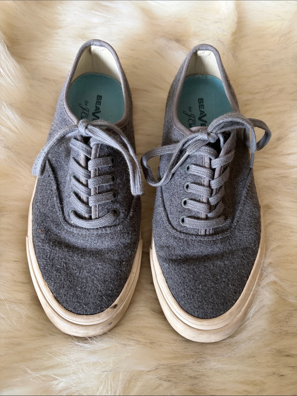 SeaVees for Jcrew Gray Wool Low-Top Canvas Lace-Up Sneakers